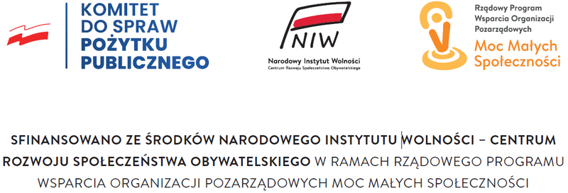 Logotypy Narodowego Instytutu Wolności i programu Moc Małych Społeczności